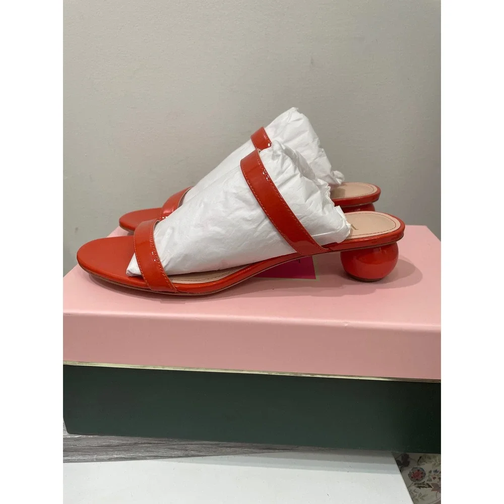 Kate‎ Spade Palm Springs Dried Apricot Patent Leather Ball Heel Sandals 6.5B